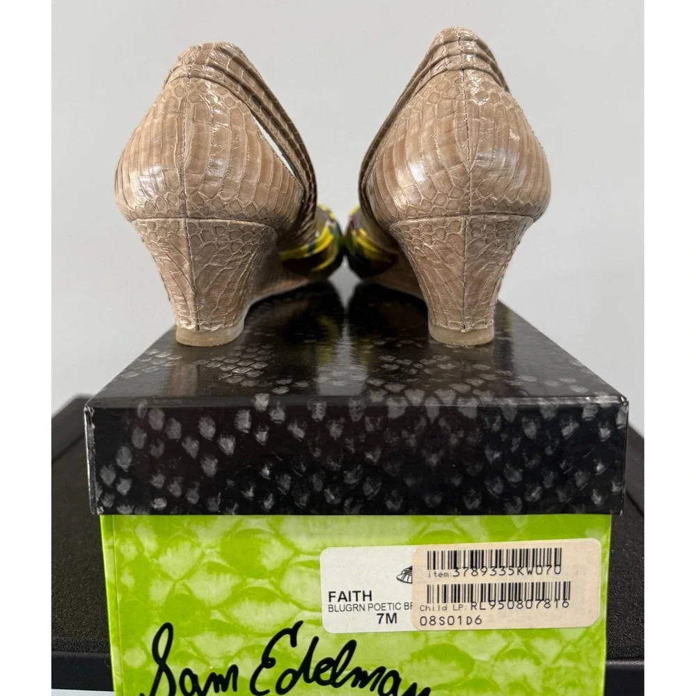 NEW Sam Edelman FAITH open toe Platform Wedges Sandals size 7M Snake skin